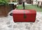 Antique Trunk in Painted Fir Wood with Bombed Slatted Cover and Original Hardware 6