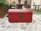 Antique Trunk in Painted Fir Wood with Bombed Slatted Cover and Original Hardware, Image 3