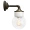 Industrielle Wandlampe aus weißem Porzellan & Klarglas & Messing 2