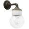 Industrial White Porcelain & Clear Glass Brass Wall Lamp, Image 3