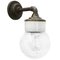 Industrielle Wandlampe aus weißem Porzellan & Klarglas & Messing 3