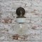 Industrial White Porcelain & Clear Glass Brass Wall Lamp, Image 9