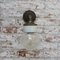Industrial White Porcelain & Clear Glass Brass Wall Lamp Scone 9