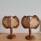 French Country Wooden Straw Bedside Table Lamp, 1960s, Set of 2 8