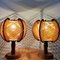 French Country Wooden Straw Bedside Table Lamp, 1960s, Set of 2 4