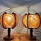 French Country Wooden Straw Bedside Table Lamp, 1960s, Set of 2, Image 4