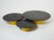 Large Round Coffee Tables With Yellow Lacquer Slate Tops, 1970s, Set of 3, Image 1