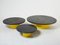 Large Round Coffee Tables With Yellow Lacquer Slate Tops, 1970s, Set of 3 10