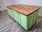 Modularer Apothekenschrank aus grünem Holz, 2er Set 10