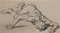 Dibujo a lápiz original, Desnudo reclinado, Desconocido, mediados del siglo XX, Imagen 1