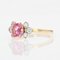 Modern French Pink Sapphire Diamonds & 18 Karat Yellow Gold Thin Ring 7