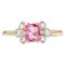 Modern French Pink Sapphire Diamonds & 18 Karat Yellow Gold Thin Ring 1