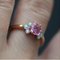 Modern French Pink Sapphire Diamonds & 18 Karat Yellow Gold Thin Ring 10