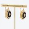 20th Century French Onyx Natural Pearl 18 Karat Yellow Gold Lever Back Earrings, Set of 2, Image 5