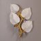 Hollywood Regency Wall Sconces with Gold Plated Bronze Leaves, Set of 2 4