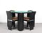 Italian Black Lacquered Wood Molinari Game Table and Chairs from Pozzi, 1970s, Set of 5 6
