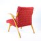 Fauteuil Tchécoslovaque Mid-Century en Tissu Rouge et Bois Blond, 1960s 9