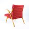 Mid-Century Czechoslovakian Armchair in Original Red Fabric and Blonde Wood, 1960s 9