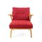 Mid-Century Czechoslovakian Armchair in Original Red Fabric and Blonde Wood, 1960s 12