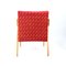 Mid-Century Czechoslovakian Armchair in Original Red Fabric and Blonde Wood, 1960s 8