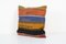 Turkish Black and Brown Striped Kilim Pillow Cover, Image 2