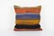 Turkish Black and Brown Striped Kilim Pillow Cover 1