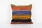 Turkish Black and Brown Striped Kilim Pillow Cover, Image 1