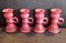 Lámparas de noche vintage de cerámica esmaltada en rojo, años 70. Juego de 4, Imagen 1