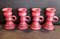 Vintage Candlestick Night Lights in Red Glazed Ceramic, 1970s, Set of 4 1