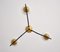 Mid-Century Modern Italian Hanging Lamp in Brass and Iron and Opaline Glass, 1950s 2