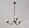 Mid-Century Modern Italian Hanging Lamp in Brass and Iron and Opaline Glass, 1950s, Image 4