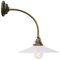 Vintage Brass & White Opaline Glass Wall Light 6