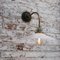 Vintage Brass & White Opaline Glass Wall Light 12