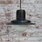 Lampe à Suspension Vintage Industrielle en Verre Opalin en Émail Noir 4