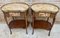 Kidney Shaped Bedside Tables in Carved Wood with Bronze and Marble Top, Set of 2 3