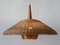 Large Modern Rattan & Copper Pendant Lamp, 1970s 6