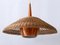 Large Modern Rattan & Copper Pendant Lamp, 1970s 7