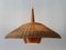 Large Modern Rattan & Copper Pendant Lamp, 1970s 14