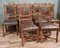 Renaissance Esszimmerstühle aus Nussholz & geprägtem Leder, 1850er, 10er Set 7