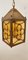 Brass Lantern Hanging Light in Amber Glass 9