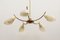 Mid-Century 5 Armed Brass and Glass Pendant Lamp 8