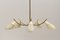 Mid-Century 5 Armed Brass and Glass Pendant Lamp, Image 7
