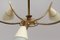 Mid-Century 5 Armed Brass and Glass Pendant Lamp 3