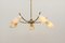 Mid-Century 5 Armed Brass and Glass Pendant Lamp 5