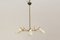 Mid-Century 5 Armed Brass and Glass Pendant Lamp, Image 1