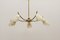 Mid-Century 5 Armed Brass and Glass Pendant Lamp, Image 6