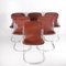 Vintage Chairs in Leather and Chrome, Set of 6, Image 1