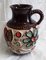 Vintage German Beige and Brown Ceramic Vase with Colored Flower Decor from Bay Keramik, 1990s, Image 1