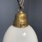 Opaline Glass Hanging Lamp with Brass Fixture 15