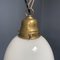 Opaline Glass Hanging Lamp with Brass Fixture, Image 15
